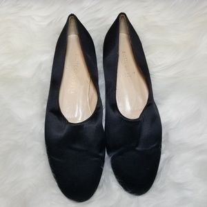Bottega Veneta black satin flats